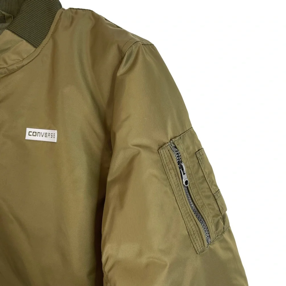 CONVERSE Green Varsity Nylon Bomber Jacket Boys Size: L (12-13 YRS)